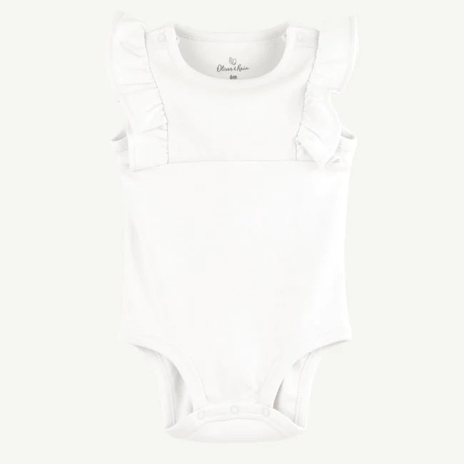 Basic Essential White Flutter Bodysuit