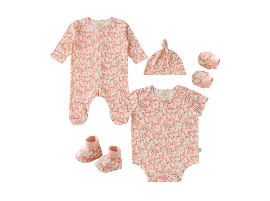 Juscubs - 6 Piece Gift Set - Baby Pink Flowers & Elephants