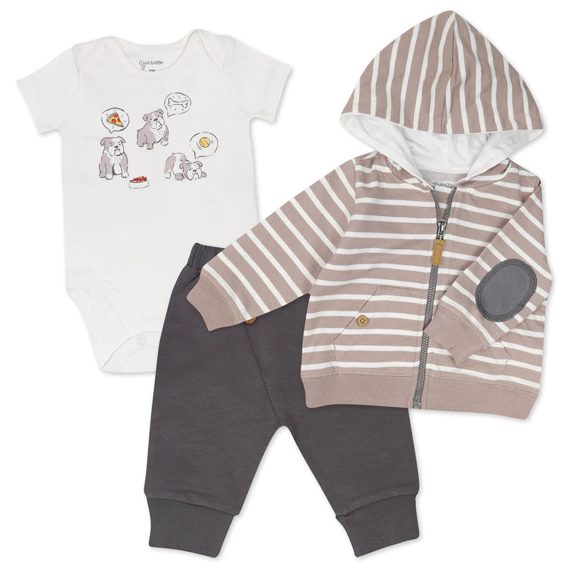 Organic Cotton 3-Piece Hoodie Set in Furry Friends Print