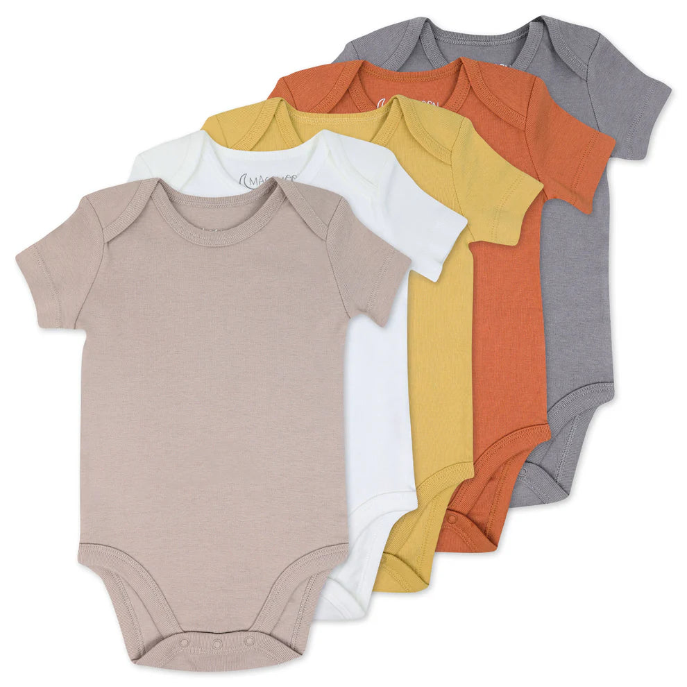 5-Pack Organic Cotton Bodysuit in Furry Friend Colors