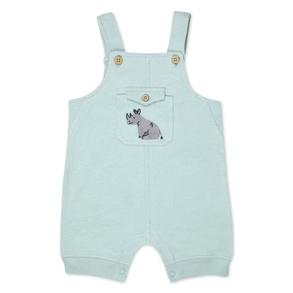 Organic Cotton 2-Piece Shortall Set in Rhino Buddies Print