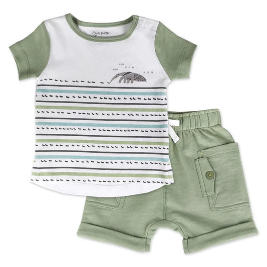 Organic Cotton 2-Piece Short Set in Rhino Buddies Print