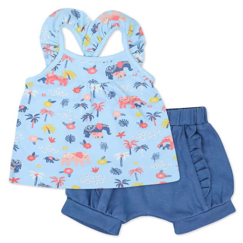 Organic Cotton 2-Piece Short Set in Elephant Blooms Print