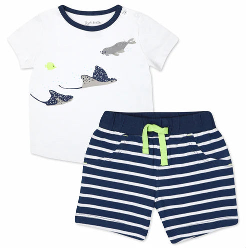 Organic Cotton 2-Piece Short Set in Sweet Sea Life Print