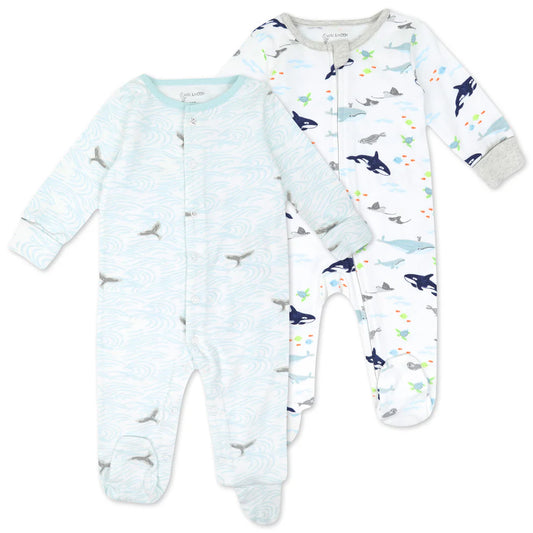 Organic Cotton 2-Pack Sleep & Play in Sweet Sea Life Print