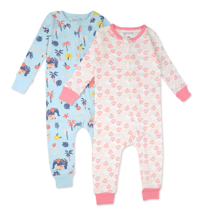 2-Pack Organic Cotton Pajamas in Elephant Bloom Print; DS22M1778