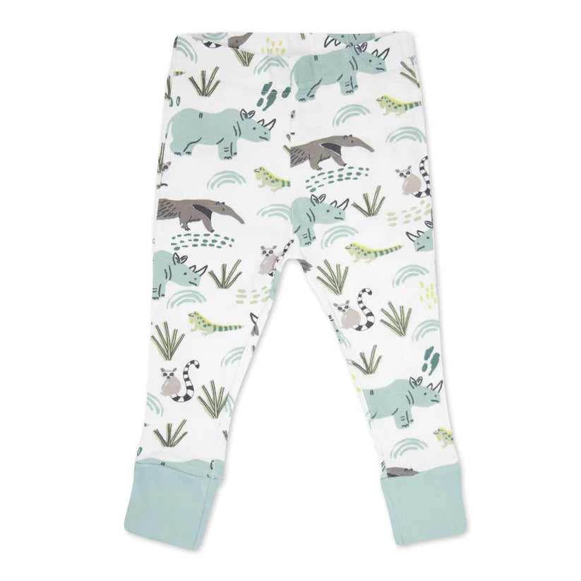 Organic Cotton 4-Piece Pajama Set in Rhino Friends Print; DS22M1789; DS22M1781