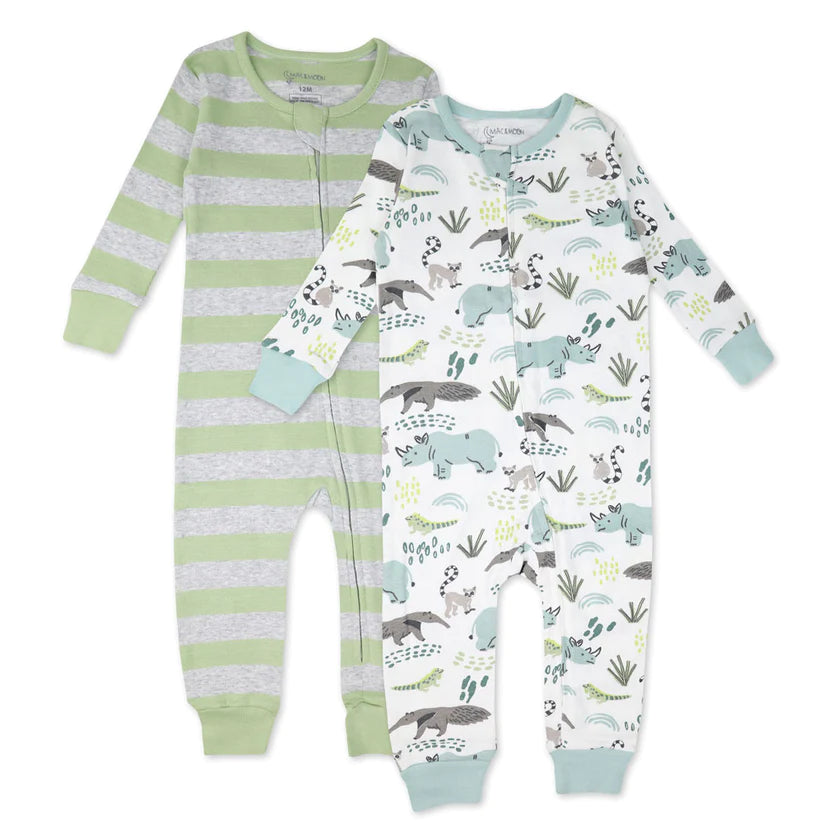 Organic Cotton 2-Pack Pajamas in Rhino Buddies Print; DS22M1782