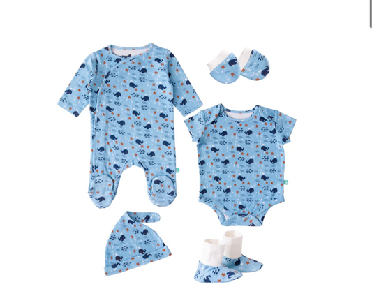 Juscubs - 6 Piece Baby Gift Set - Baby Blue Stars & Whales