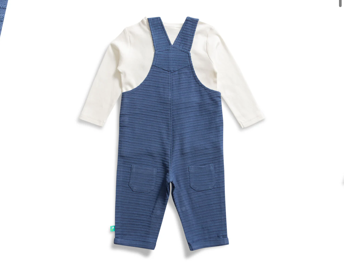 Juscubs - Blue Dungaree Overall and Long Sleeve Set