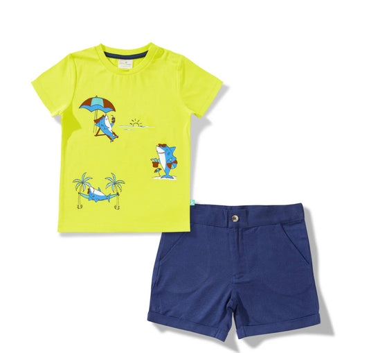 Juscubs - Graphic Tee and Short Set - Summer Sharks