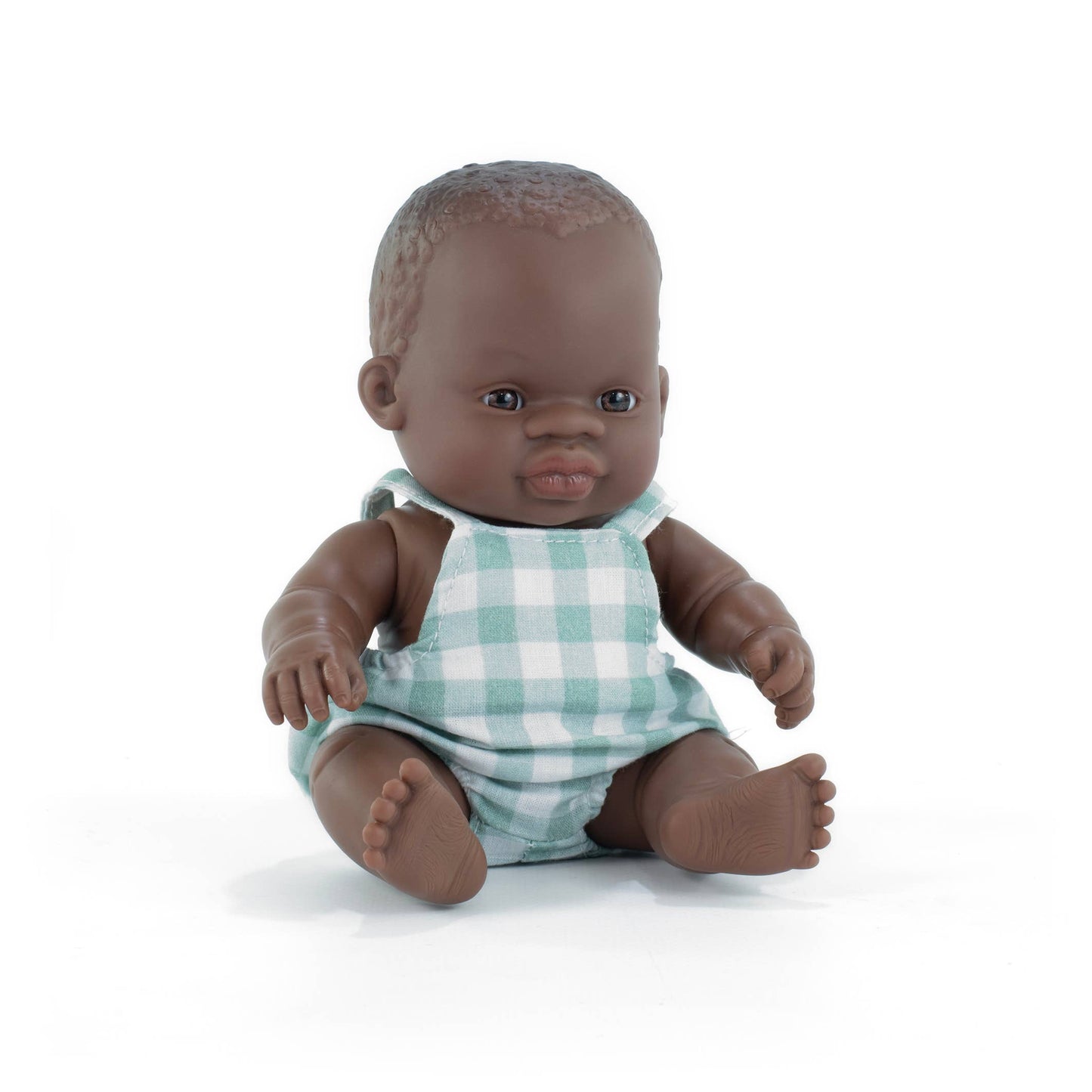 Miniland Educational - Dressed African Baby Boy Doll - 8 1/4"