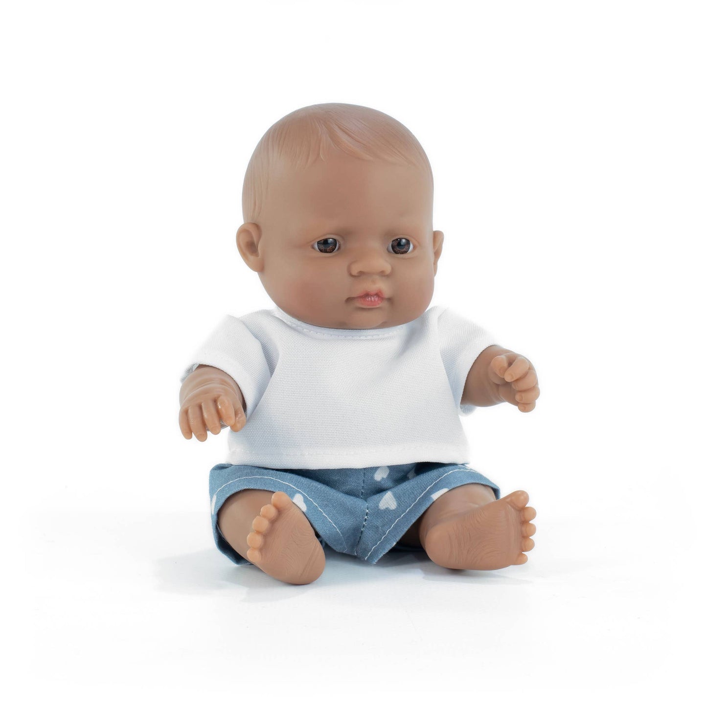 Miniland Educational - Dressed Hispanic Baby Boy Doll - 8 1/4"