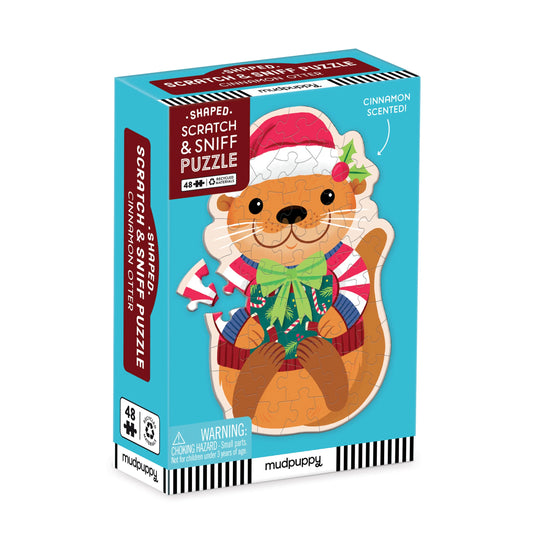 Christmas Otter - Scratch and Sniff Mini Puzzle - Cinnamon Scented