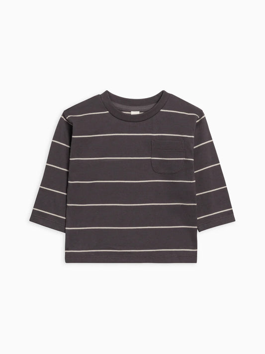 Colored Organics - Reese Drop Should Tee - Hunter Stripe / Ash