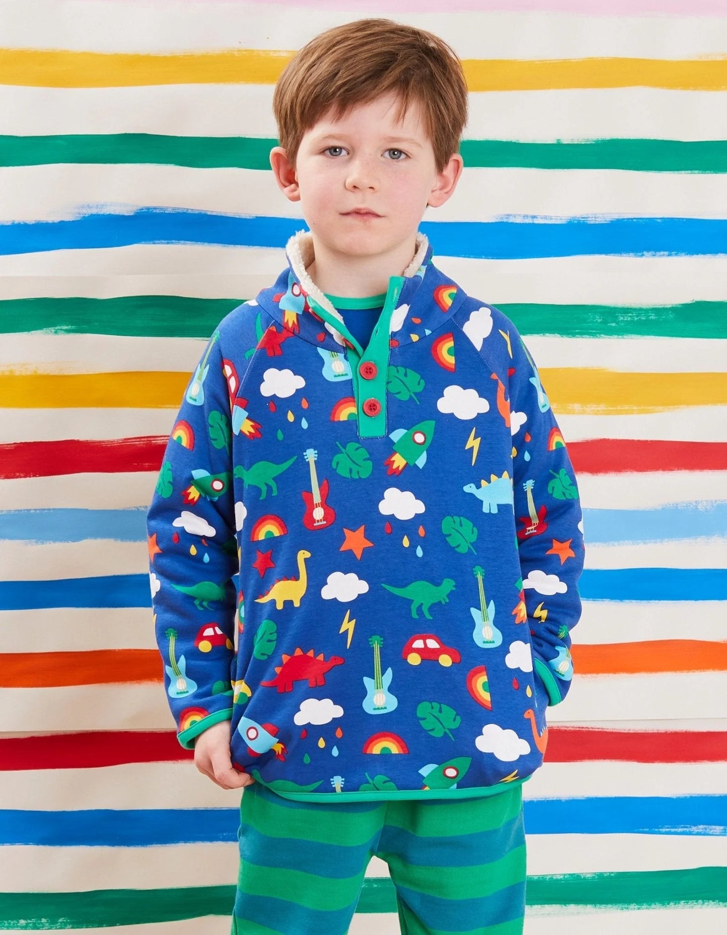 Toby Tiger - Organic Playtime Mix-Up Print Cosy Fleece Sweatshirt