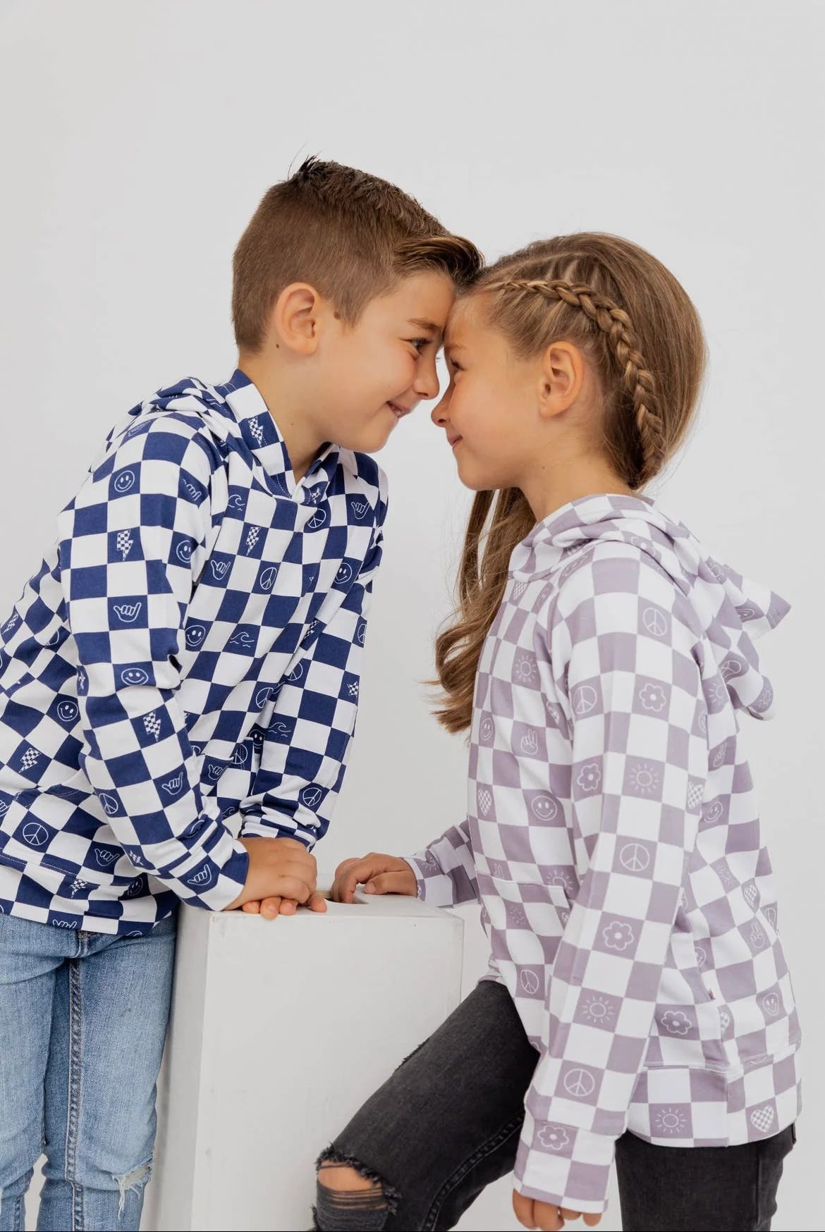 Bird & Bean® - Kids Pullover Bamboo Sweatshirt - Check It Out - Lavender