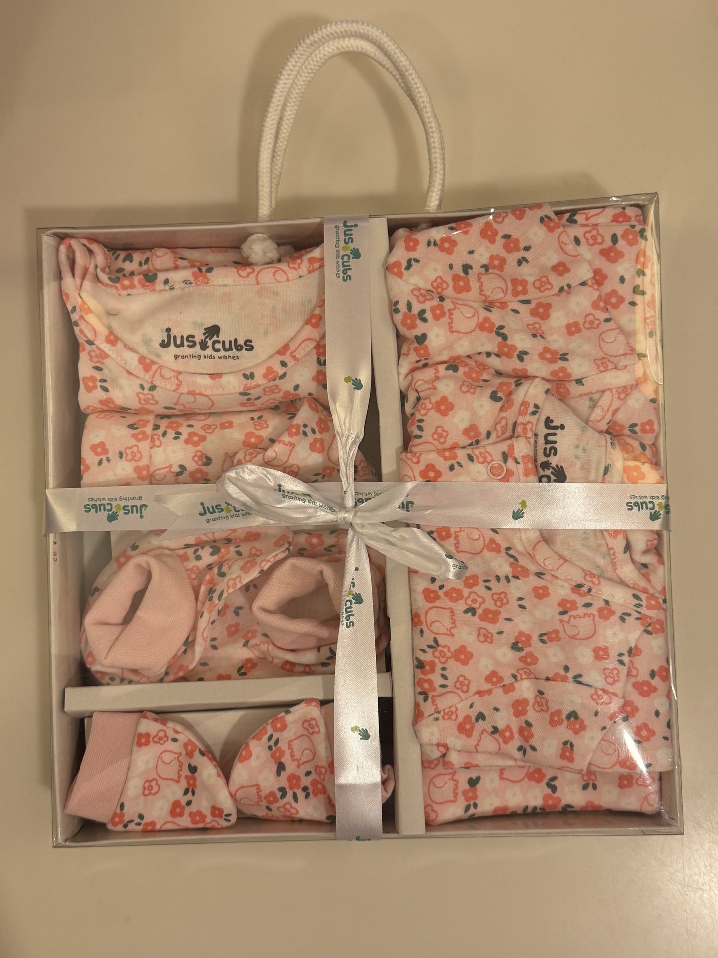 Juscubs - 6 Piece Gift Set - Baby Pink Flowers & Elephants