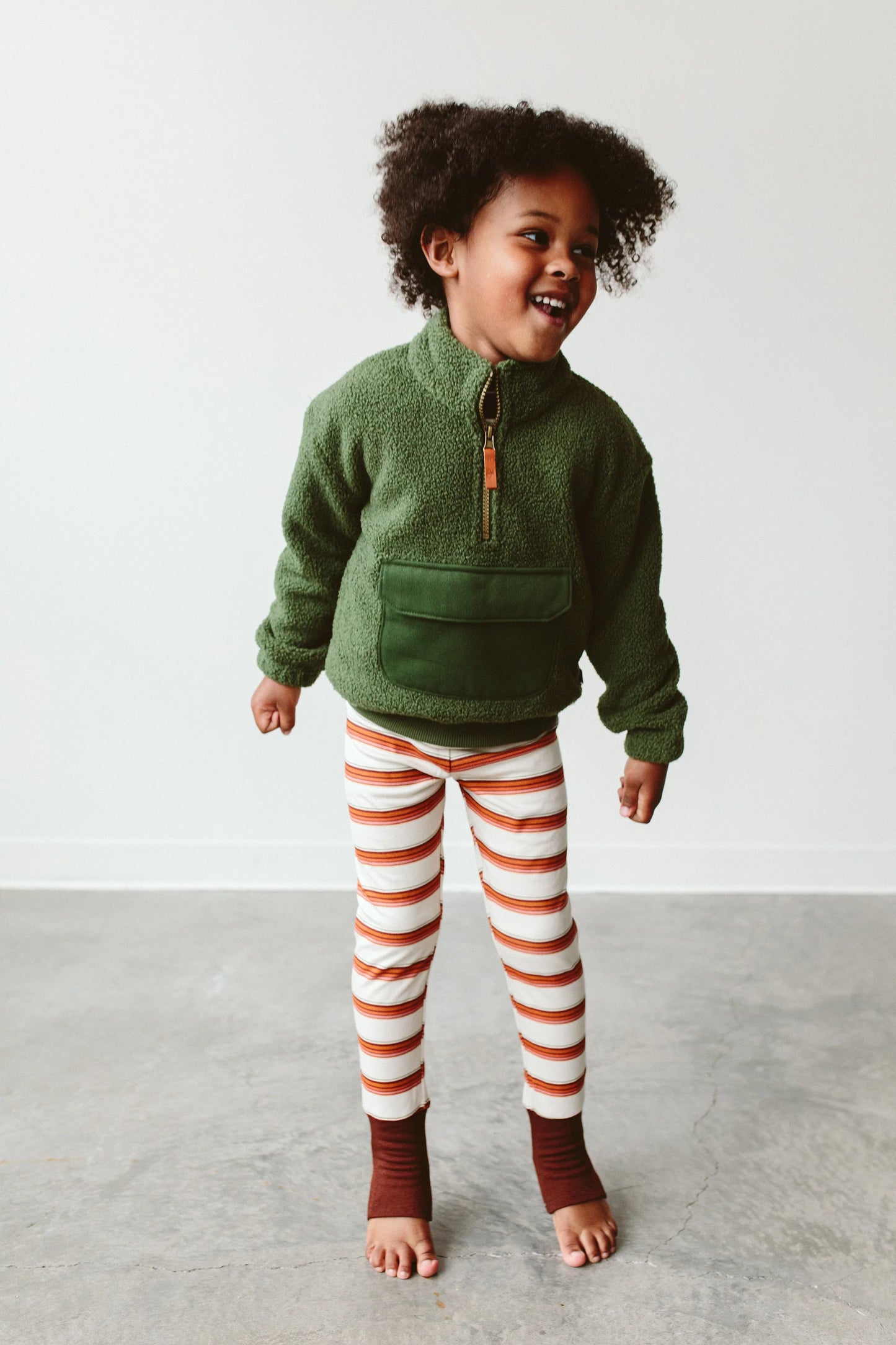 Goumi - Kids Sherpa Zip Pullover - Spruce