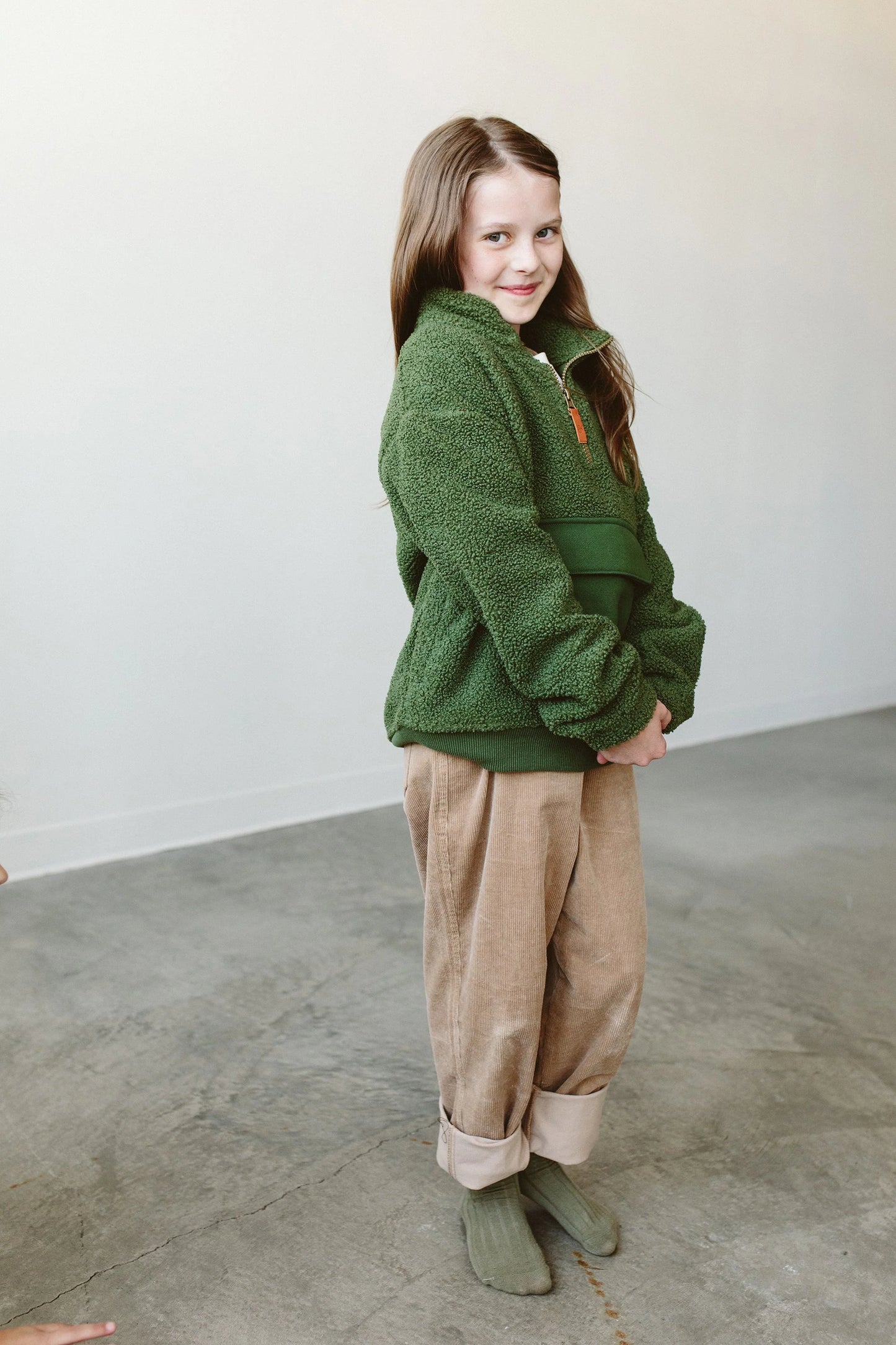 Goumi - Kids Sherpa Zip Pullover - Spruce