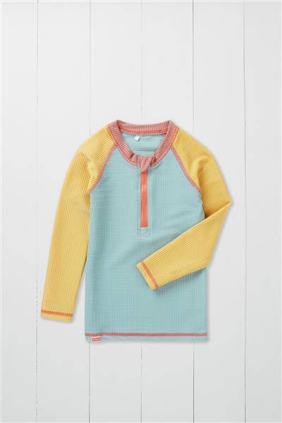 Grass & Air - Ribbed Kids Long Sleeve Rash Vest - Pistachio