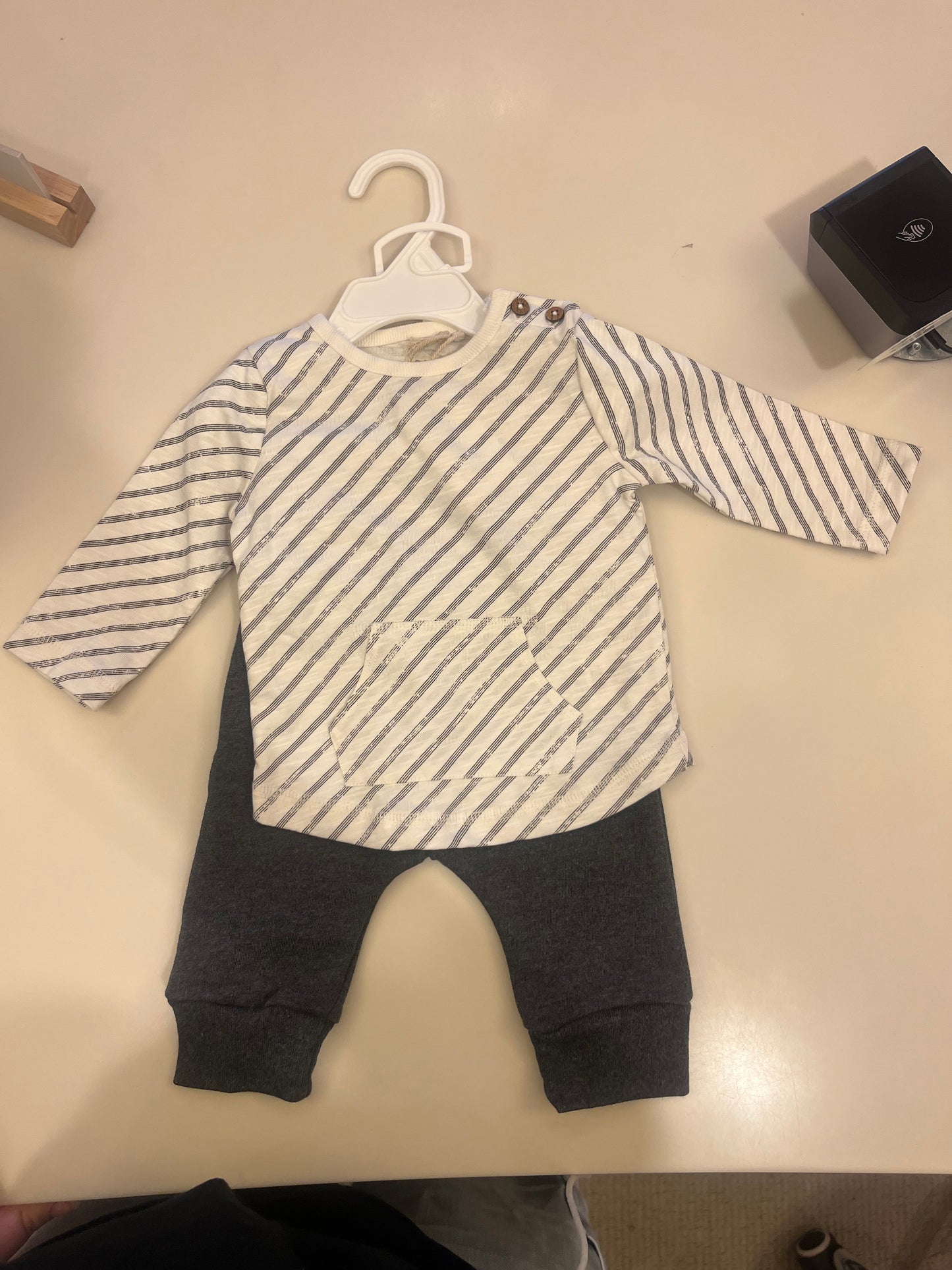 Oliver & Rain Diagonal stripe tunic and jogger set