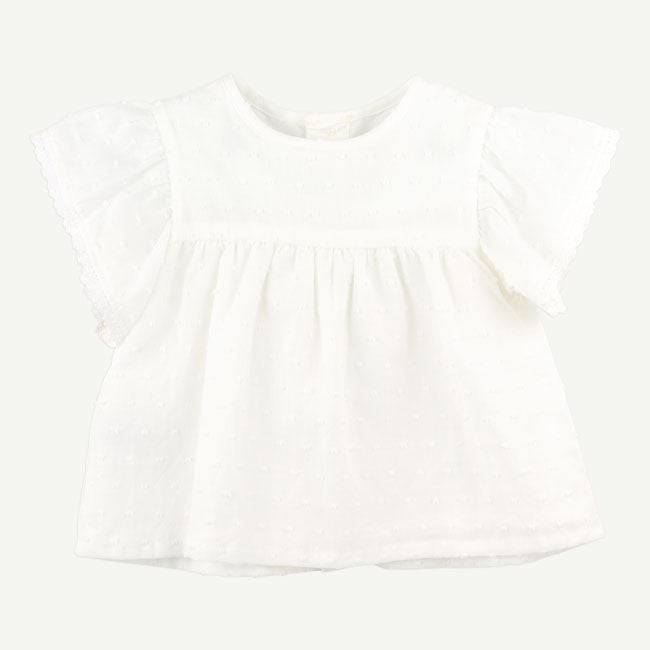 Woven White Short Sleeve Top