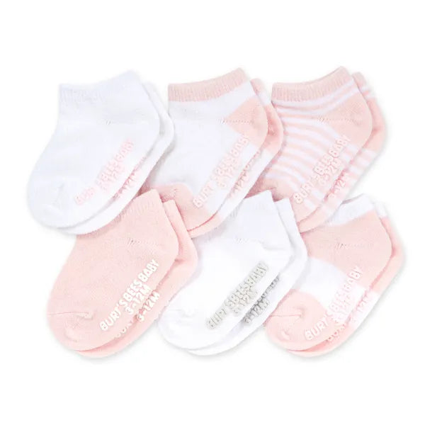 Burt's Bees Baby Solid & Stripes Organic Cotton Baby Ankle Socks- 6 pack