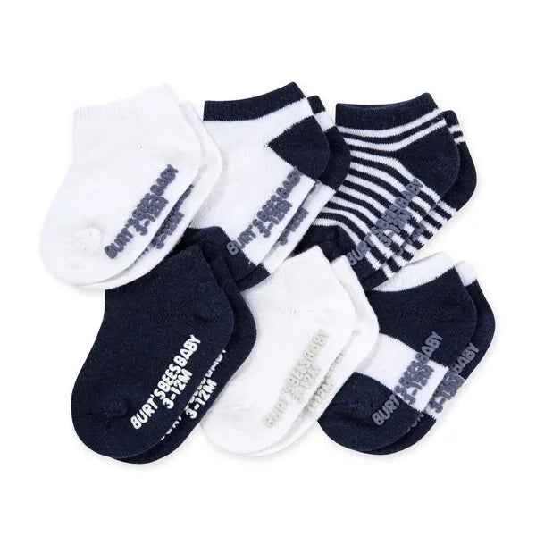 Burt's Bees Baby Solid & Stripes Organic Cotton Baby Ankle Socks- 6 pack