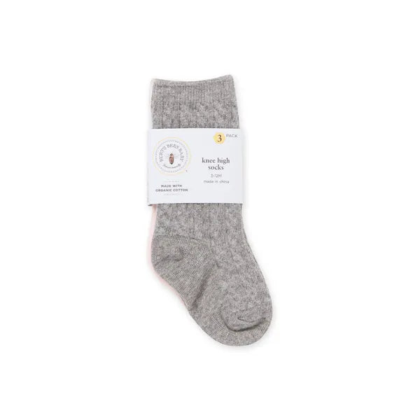 Burt's Bees Baby Organic Cotton Cable Knit Knee-High Socks- 3 pack