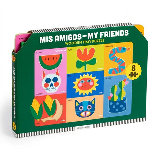 mudpuppy:  MIS Amigos-My Friends Wooden Tray Puzzle