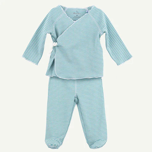 Light Teal Mini Stripe 2-Piece Kimono Set