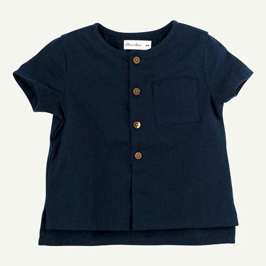 Navy Woven Top