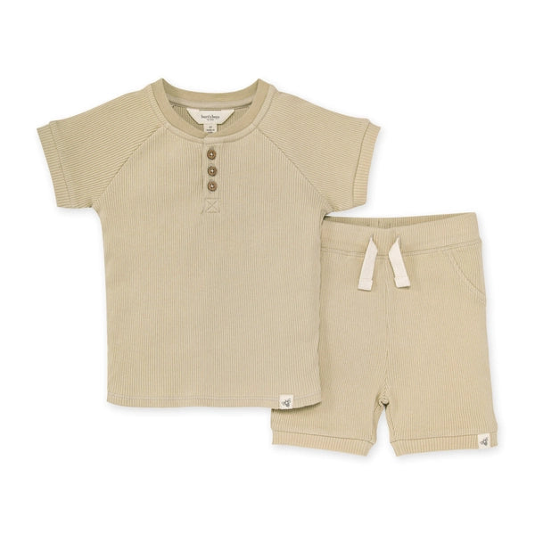 Burt's Bees Baby Toddler Ribbed Henley Tee and Short Set