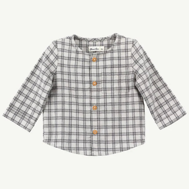 Gray Checkered Woven Top