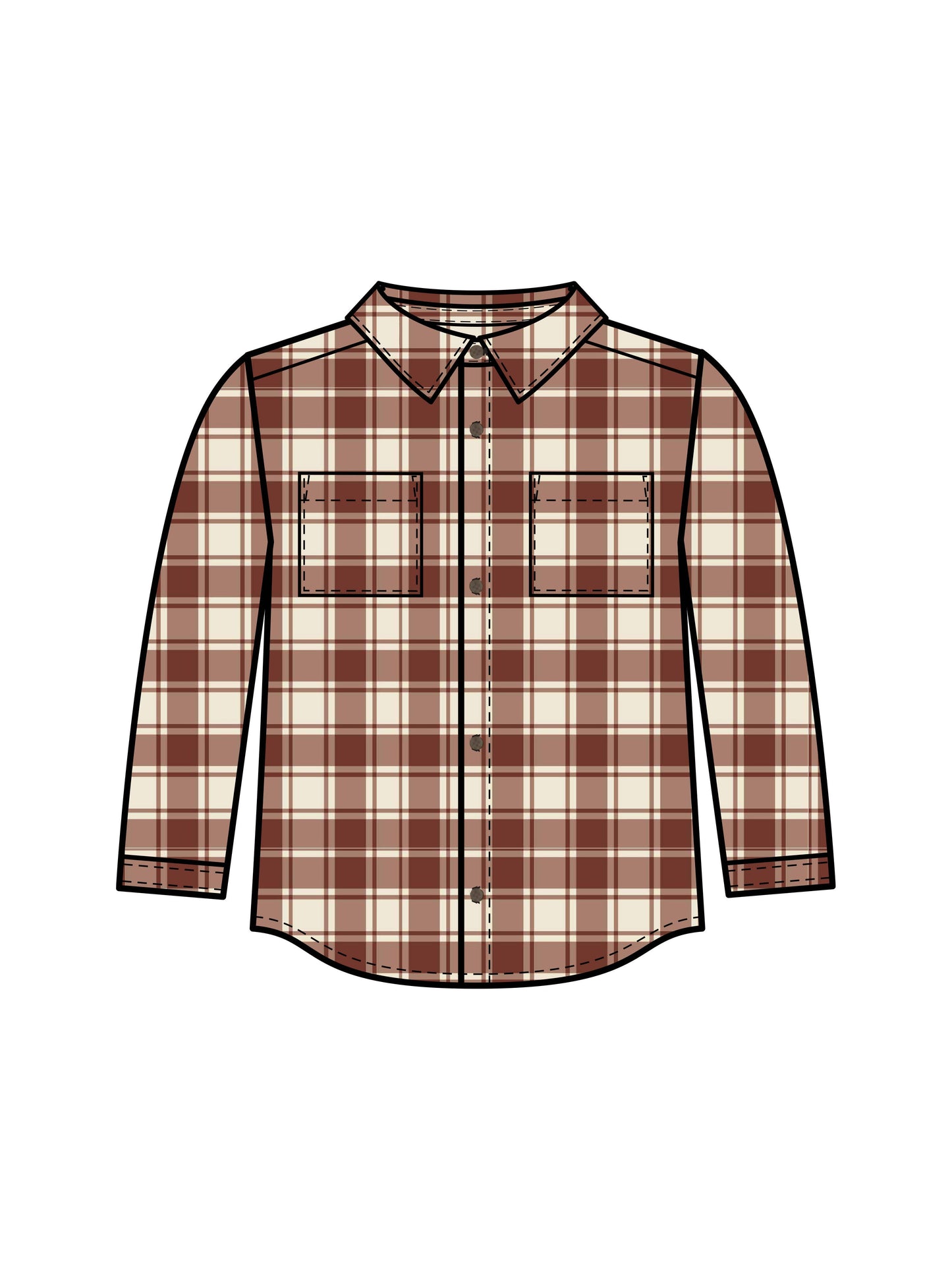 Colored Organics - Lev Flannel Long Sleeve Collared Shirt - Garnet Plaid