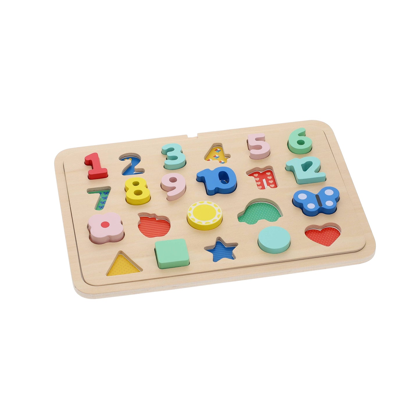 Chronicle Books - Wooden Tray Puzzle - Numbers, Shapes, Colors