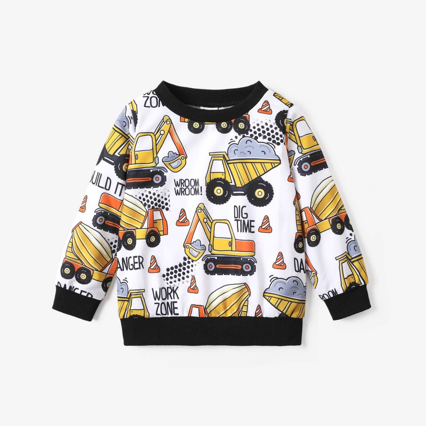 PatPat - Toddler Boy Casual Vehicle Print Pullover Sweatshirt