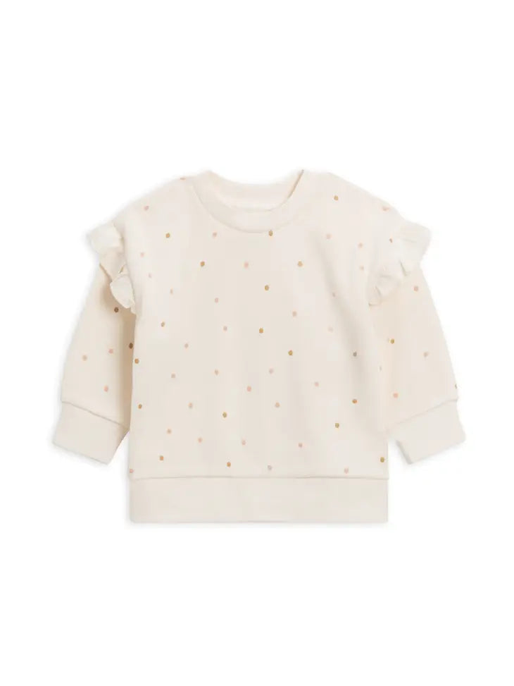 Baby & Kids Abbie Fleece Ruffle Sweatshirt - Ivory/ Fawn Pol