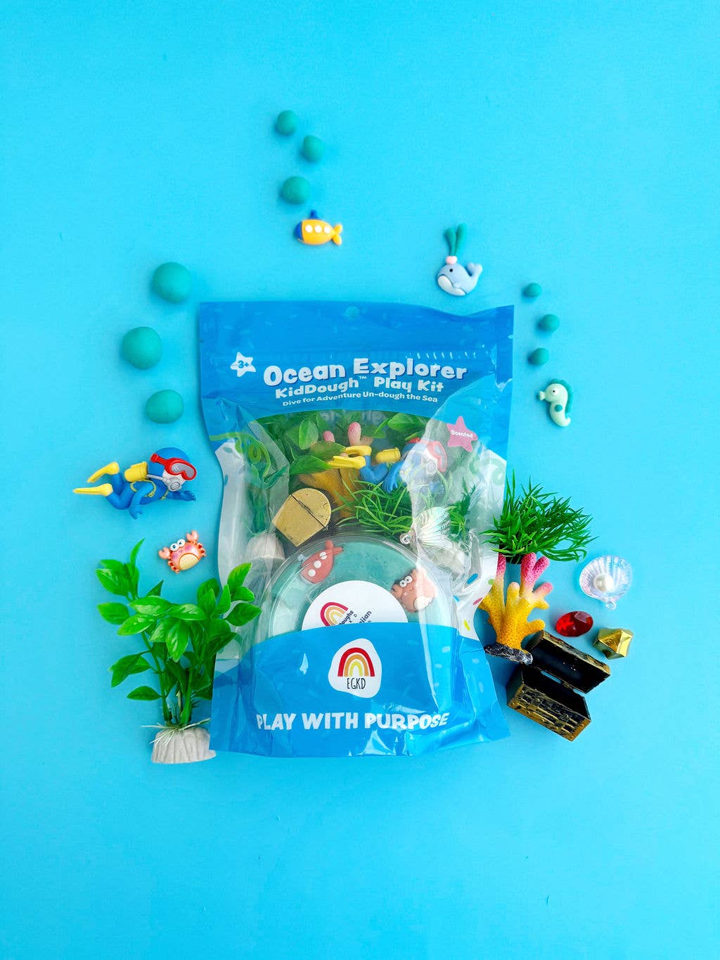 Earth Grown KidDoughs (KidDoughs by EGKD) - Ocean Explorer (Blue Hawaiian) KidDough Play Kit