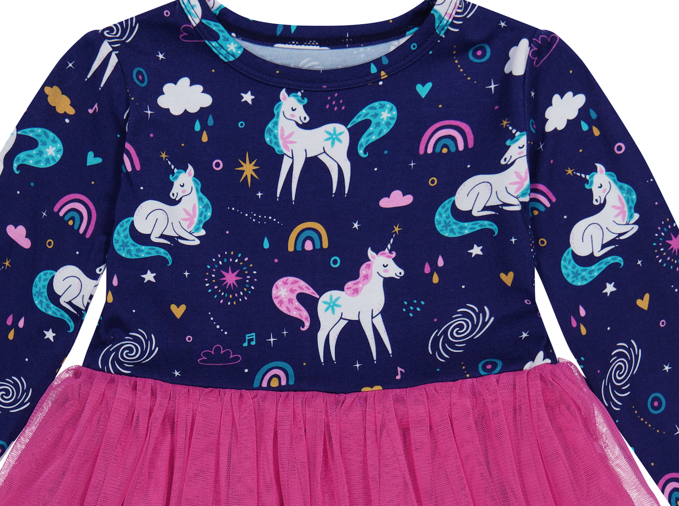 Bird & Bean® - Kids Bamboo Tulle Tutu Dress - Twilight Unicorn Girls Dress