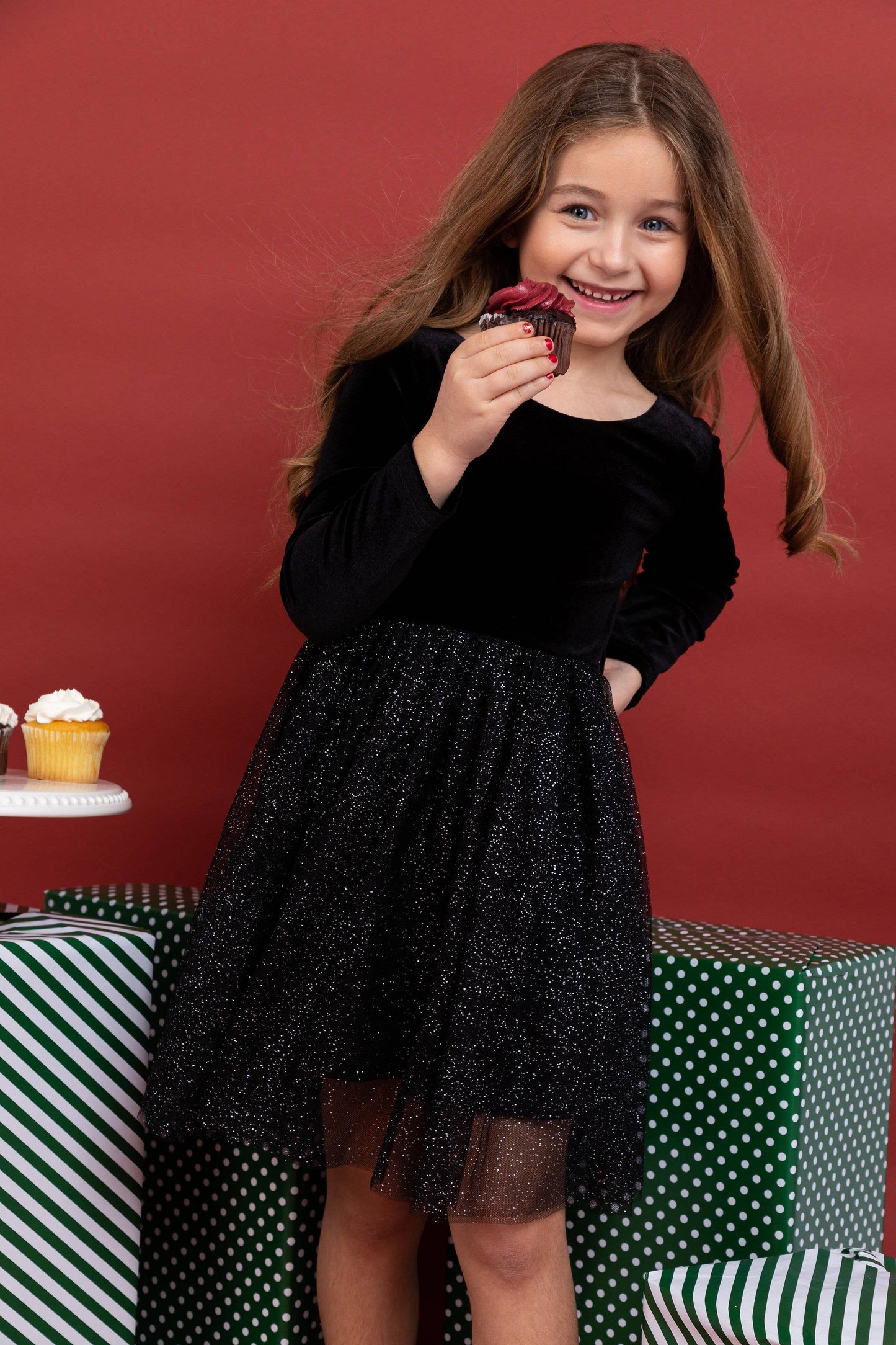 Kids + Baby Velvet + Tulle Christmas Dress - Celeste