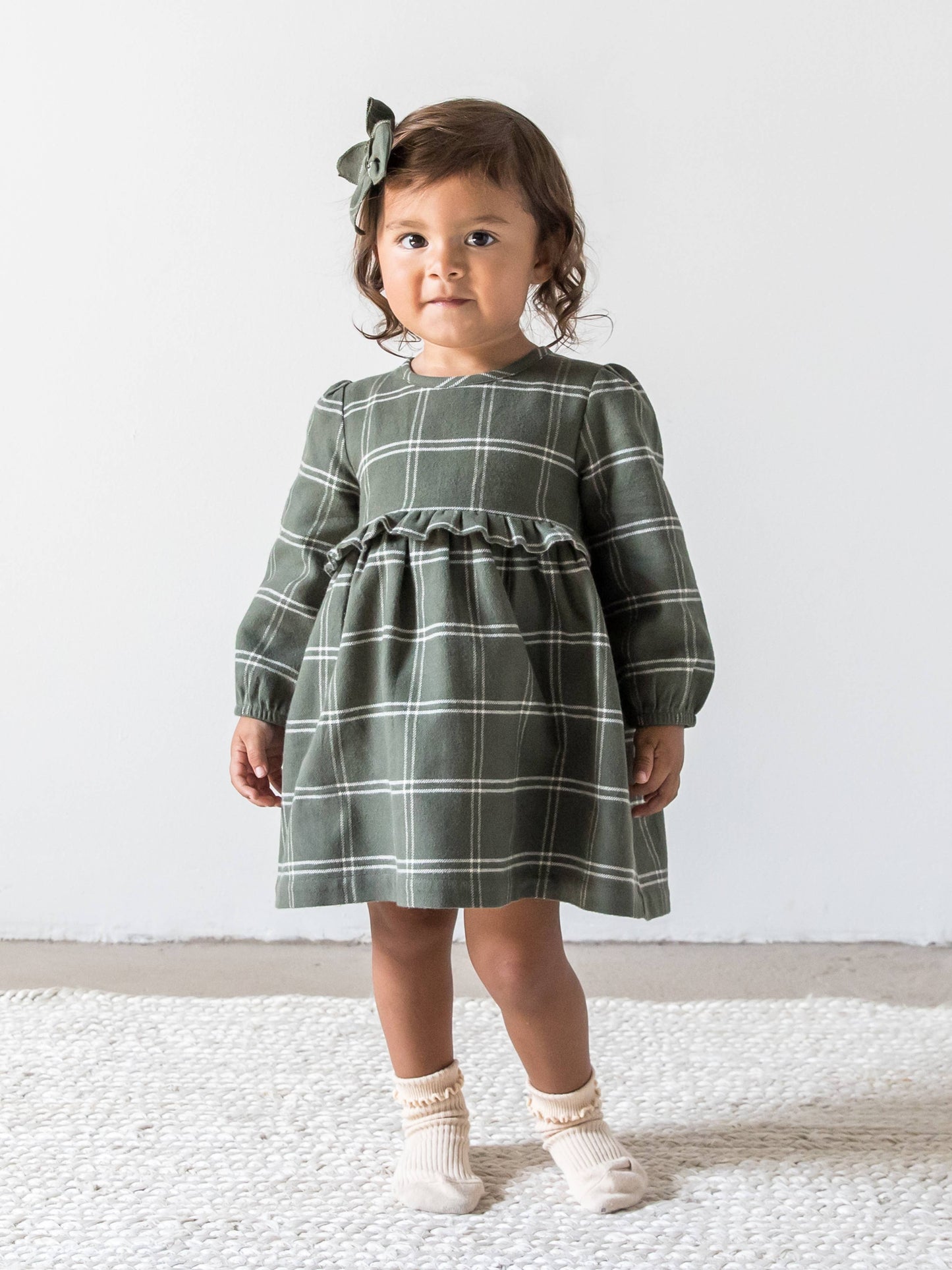 Baby and Kids Sydney Flannel Ruffle Dress - Cypress Plaid