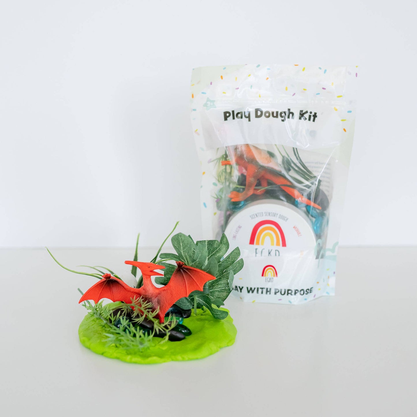 Earth Grown KidDoughs (KidDoughs by EGKD) - Dino Jungle (Watersmellon) Play Dough Kit