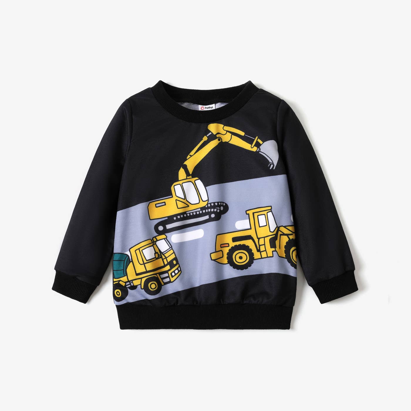 PatPat - Toddler Boy Casual Vehicle Print Pullover Sweatshirt