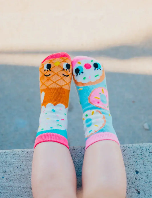 Pals Socks - Donut & Ice Cream Mismatched Non-Slip Kids Socks