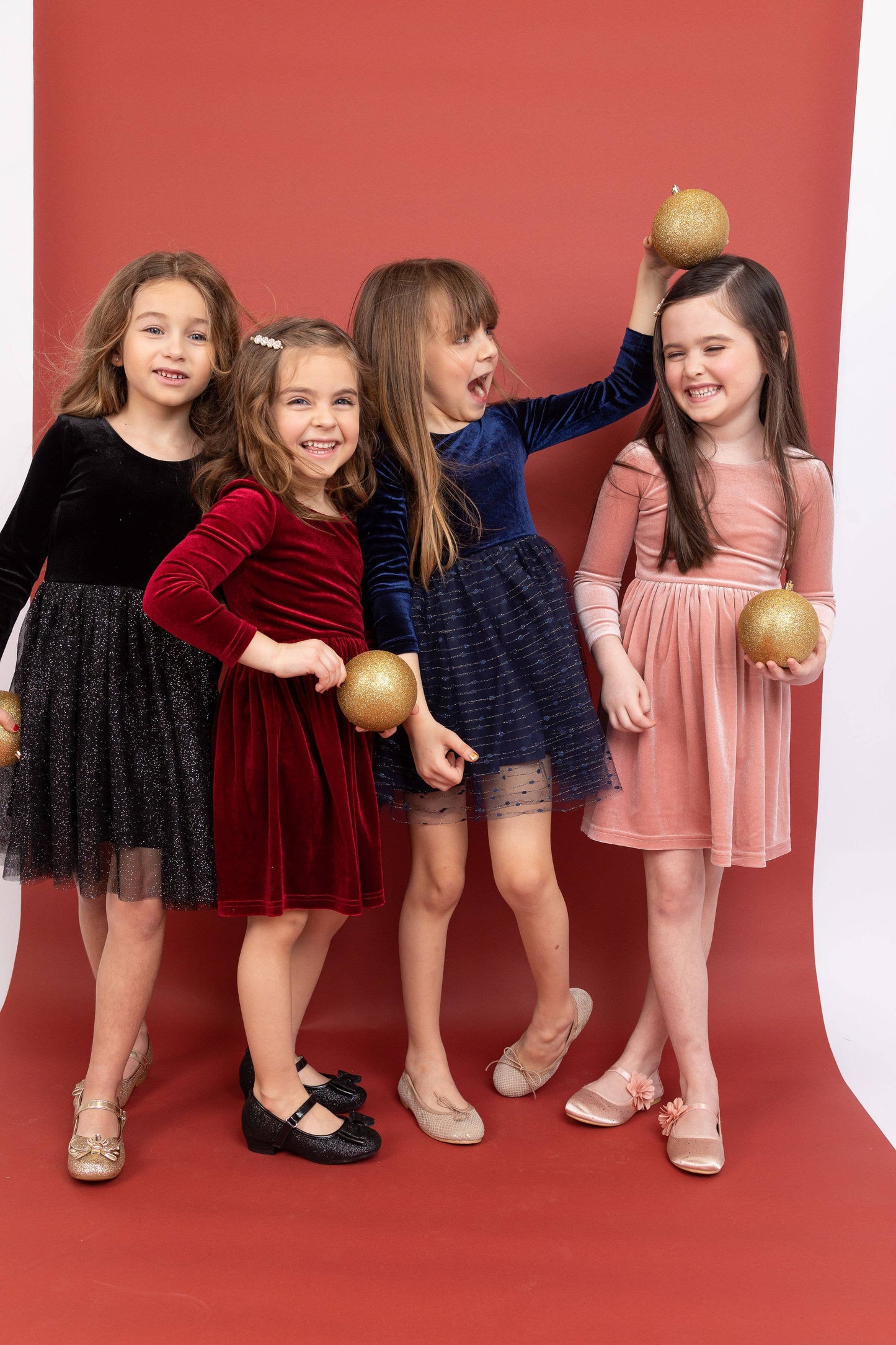 Kids + Baby Velvet Twirl Christmas Dress - Rose: Size- 2T