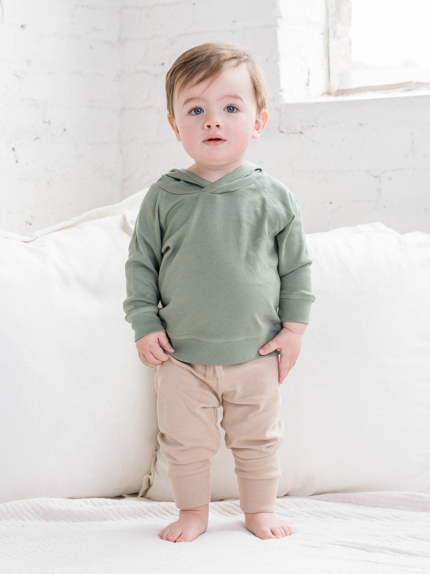 Organic Baby and Kids Madison Hooded Pullover - Thyme