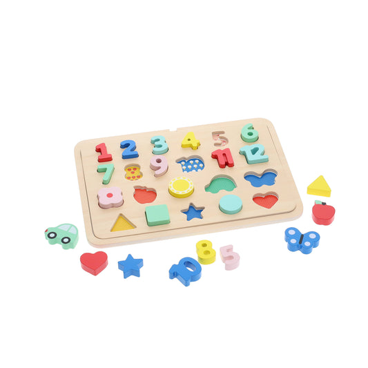 Chronicle Books - Wooden Tray Puzzle - Numbers, Shapes, Colors