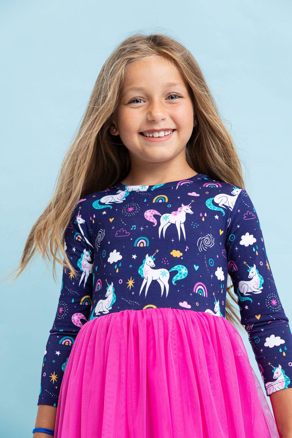 Bird & Bean® - Kids Bamboo Tulle Tutu Dress - Twilight Unicorn Girls Dress